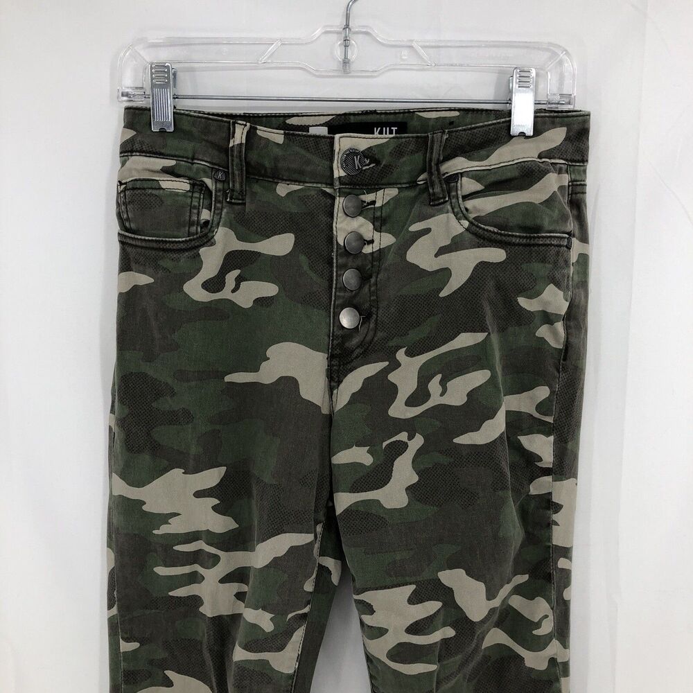 Kut from the Kloth Connie High Rise Ankle Skinny Camo Button Fly Pants 4 (28x27)